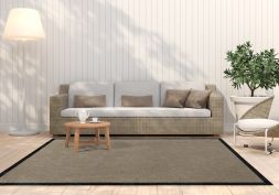 In- & Outdoor Teppich Cordoba taupe Polyesterbordre schwarz