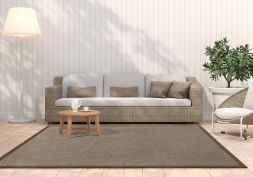In- & Outdoor Teppich Cordoba taupe Polyesterbordre cognac