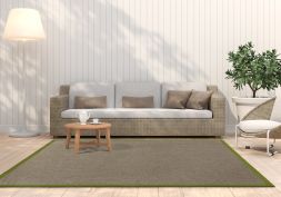 In- & Outdoor Teppich Cordoba taupe Polyesterbordre avocado