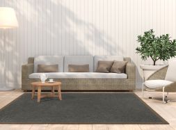 In- & Outdoor Teppich Cordoba anthrazit Polyesterbordre oxid-taupe