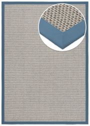 Bild von Wollteppich Luna grau Polyesterbordre denim-blau