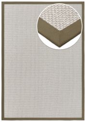 Bild von Wollteppich Luna hellgrau Polyesterbordre taupe
