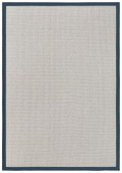 Wollteppich Luna hellgrau Polyesterbord�re blau