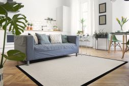 Alternatives Bild von Wollteppich Luna creme Polyesterbordre schwarz