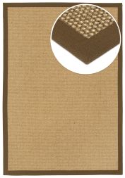 Bild von Sisal Teppich Manchu natur meliert Baumwollbordre pecanbraun
