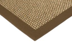 Sisal Teppich Manchu natur meliert Baumwollbordre pecanbraun