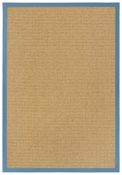 Sisal Teppich Manchu natur meliert Baumwollbordre jeansblau