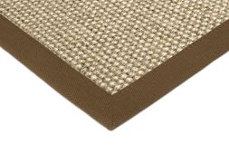 Sisal Teppich Manchu hellbeige meliert Baumwollbordre pecanbraun