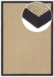 Bild von Sisal Teppich Manchu hellbeige meliert Baumwollbordre belugagrau