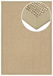 Sisal Teppich Manchu hellbeige meliert Baumwollbordre natur