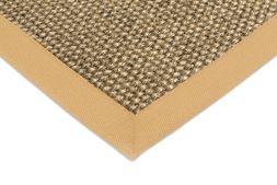 Sisal Teppich Manchu hellbraun meliert Baumwollbordre cashewbeige