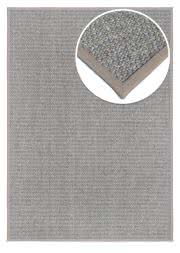 Sisal Teppich Allegro silber mit Kunstlederbordre