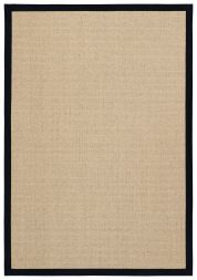 Sisal Teppich Cuadro hellbeige Baumwollbordre schwarz
