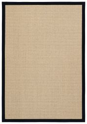 Sisal Teppich Cuadro hellbeige Baumwollbordre schwarz