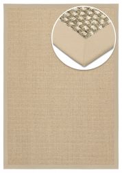 Sisal Teppich Cuadro hellbeige Baumwollbordre hellbeige