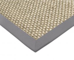 Sisal Teppich Cuadro hellbeige Baumwollbordre hellgrau