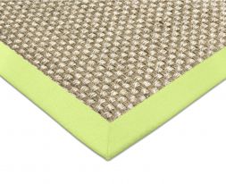 Sisal Teppich Cuadro hellbeige Baumwollbordre hellgrn