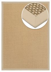 Sisal Teppich Cuadro natur Baumwollbordre hellbeige