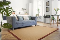 Sisal Teppich Cuadro natur Baumwollbordre terra