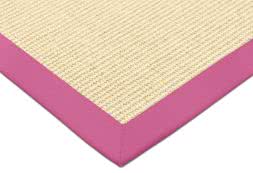 Sisal Teppich Mio cremeweiß Baumwollbordüre pink