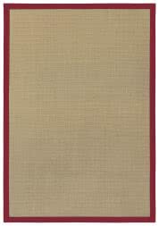 Sisal Teppich Mio sand Baumwollbordre scharlachrot