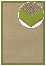 Sisal Teppich Mio sand Baumwollbordre avocado