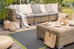 Alternatives Bild von Outdoor Teppich Taffino Rips steingrau Bordre hellgrn