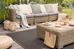 Outdoor Teppich Taffino Tweed graubraun Bordre achatgrau