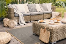 Outdoor Teppich Taffino Tweed grau Bordre natur